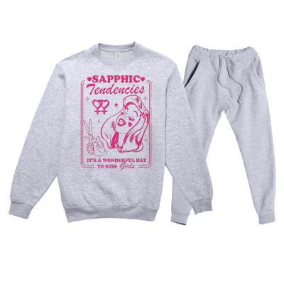 Sapphic Tendencies Sapphic Retro Lesbian Premium Crewneck Sweatsuit Set