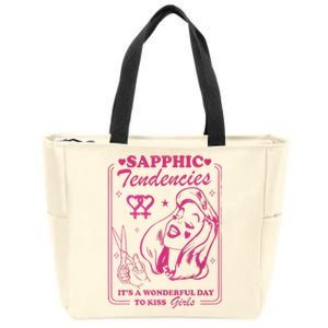 Sapphic Tendencies Sapphic Retro Lesbian Zip Tote Bag