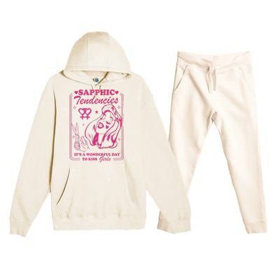 Sapphic Tendencies Sapphic Retro Lesbian Premium Hooded Sweatsuit Set