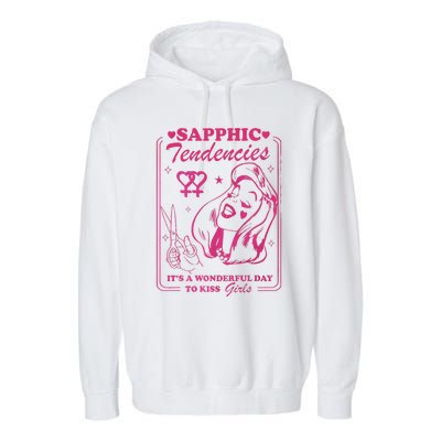 Sapphic Tendencies Sapphic Retro Lesbian Garment-Dyed Fleece Hoodie