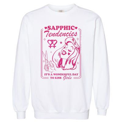 Sapphic Tendencies Sapphic Retro Lesbian Garment-Dyed Sweatshirt