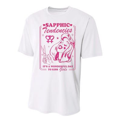 Sapphic Tendencies Sapphic Retro Lesbian Performance Sprint T-Shirt