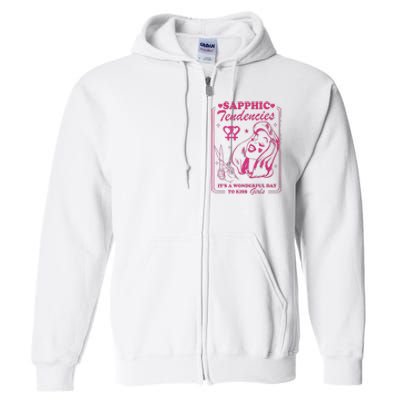 Sapphic Tendencies Sapphic Retro Lesbian Full Zip Hoodie