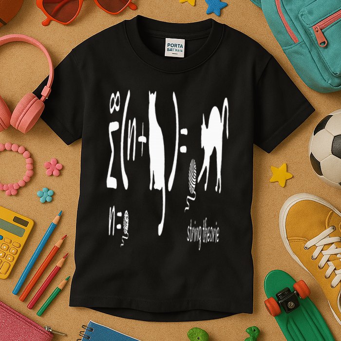 String Theory Science Nerd Physics Schrodinger's Cat Kids T-Shirt