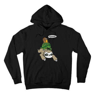 Sloth Turtle Snail Piggyback Animal Running Wild Tee Tall Hoodie