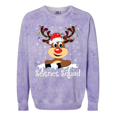 Science Teacher Squad Reindeer Christmas Teacher Xmas Lights Colorblast Crewneck Sweatshirt