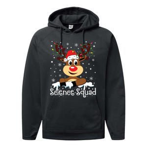 Science Teacher Squad Reindeer Christmas Teacher Xmas Lights Performance Fleece Hoodie