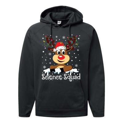 Science Teacher Squad Reindeer Christmas Teacher Xmas Lights Performance Fleece Hoodie