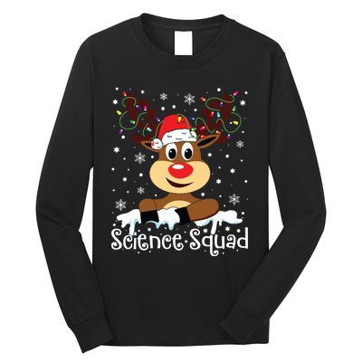 Science Teacher Squad Reindeer Christmas Teacher Xmas Lights Long Sleeve Shirt