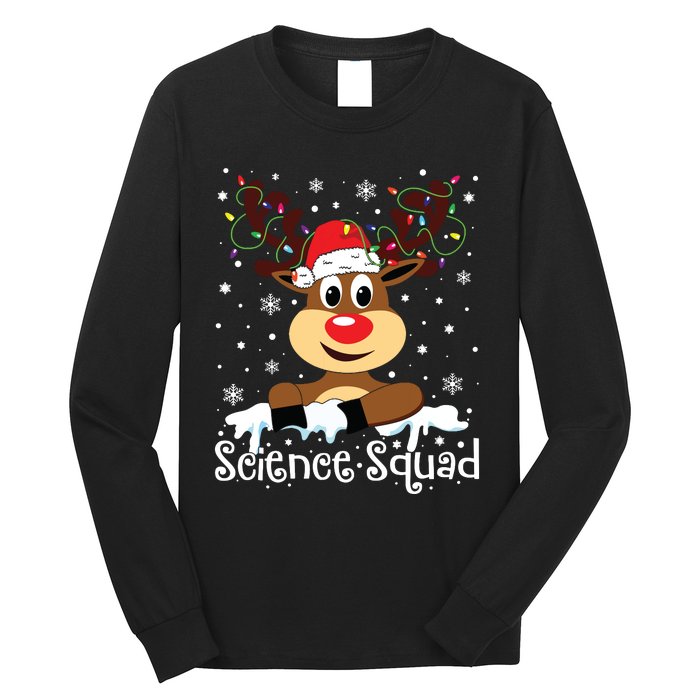 Science Teacher Squad Reindeer Christmas Teacher Xmas Lights Long Sleeve Shirt