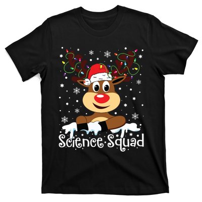 Science Teacher Squad Reindeer Christmas Teacher Xmas Lights T-Shirt