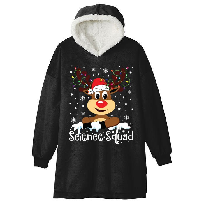 Science Teacher Squad Reindeer Christmas Teacher Xmas Lights Hooded Wearable Blanket