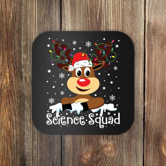 Science Teacher Squad Reindeer Christmas Teacher Xmas Lights Coaster