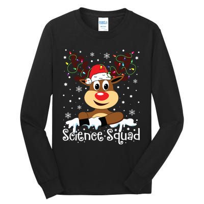 Science Teacher Squad Reindeer Christmas Teacher Xmas Lights Tall Long Sleeve T-Shirt