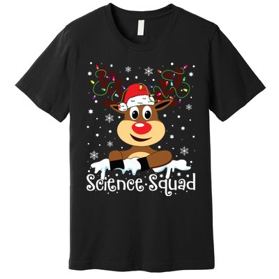 Science Teacher Squad Reindeer Christmas Teacher Xmas Lights Premium T-Shirt