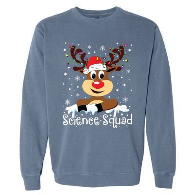 Science Teacher Squad Reindeer Christmas Teacher Xmas Lights Garment-Dyed Sweatshirt