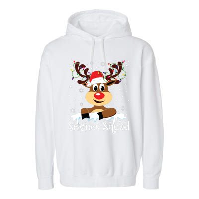 Science Teacher Squad Reindeer Christmas Teacher Xmas Lights Garment-Dyed Fleece Hoodie