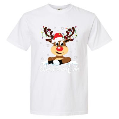 Science Teacher Squad Reindeer Christmas Teacher Xmas Lights Garment-Dyed Heavyweight T-Shirt