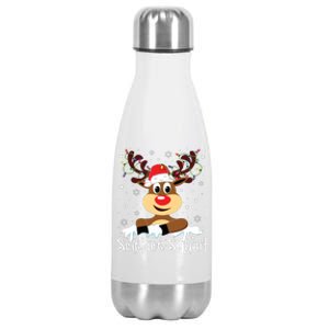 Science Teacher Squad Reindeer Christmas Teacher Xmas Lights Stainless Steel Insulated Water Bottle