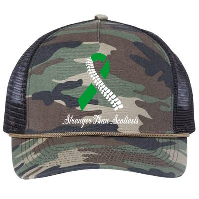 Stronger Than Scoliosis Green Ribbon Scoliosis Awareness Great Gift Retro Rope Trucker Hat Cap