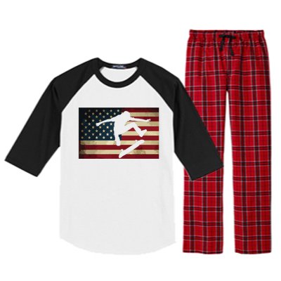 Skateboarding T Skater Skate Board American Flag Raglan Sleeve Pajama Set