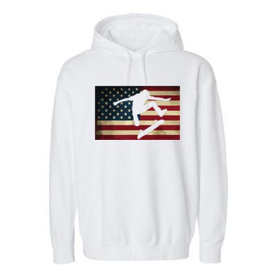 Skateboarding T Skater Skate Board American Flag Garment-Dyed Fleece Hoodie