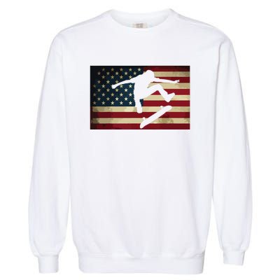 Skateboarding T Skater Skate Board American Flag Garment-Dyed Sweatshirt