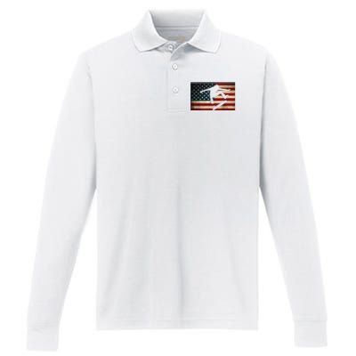 Skateboarding T Skater Skate Board American Flag Performance Long Sleeve Polo