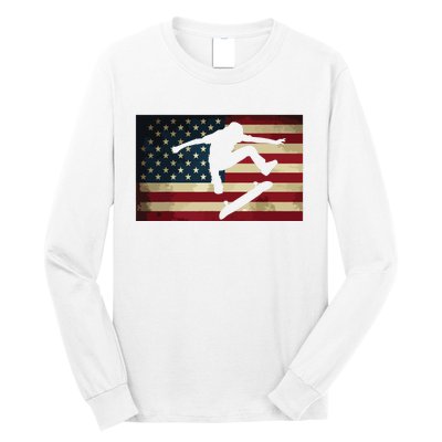 Skateboarding T Skater Skate Board American Flag Long Sleeve Shirt