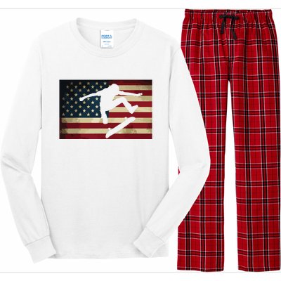 Skateboarding T Skater Skate Board American Flag Long Sleeve Pajama Set