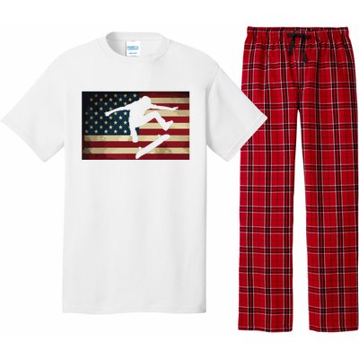 Skateboarding T Skater Skate Board American Flag Pajama Set