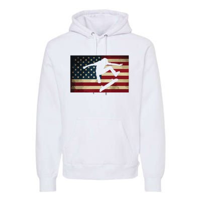 Skateboarding T Skater Skate Board American Flag Premium Hoodie