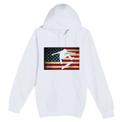 Skateboarding T Skater Skate Board American Flag Premium Pullover Hoodie