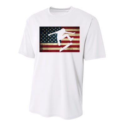 Skateboarding T Skater Skate Board American Flag Performance Sprint T-Shirt