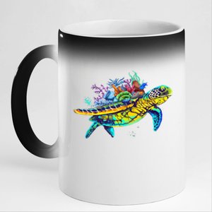 Save The Sea Turtles Funny Environmental Turtle Lover Outfit 11oz Black Color Changing Mug