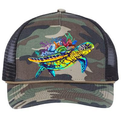 Save The Sea Turtles Funny Environmental Turtle Lover Outfit Retro Rope Trucker Hat Cap