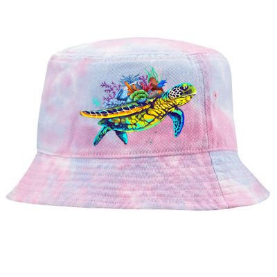 Save The Sea Turtles Funny Environmental Turtle Lover Outfit Tie-Dyed Bucket Hat