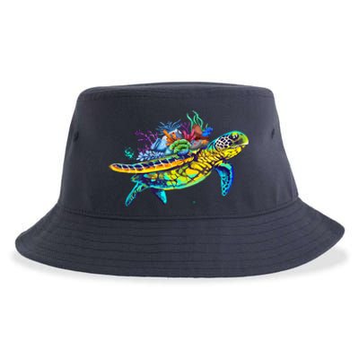 Save The Sea Turtles Funny Environmental Turtle Lover Outfit Sustainable Bucket Hat