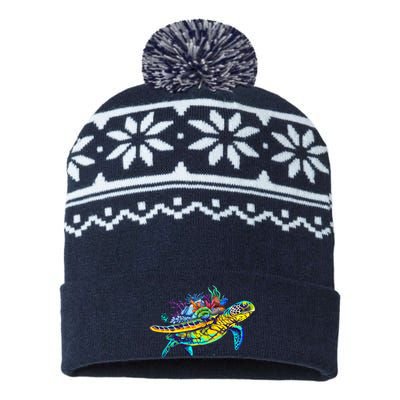 Save The Sea Turtles Funny Environmental Turtle Lover Outfit USA-Made Snowflake Beanie