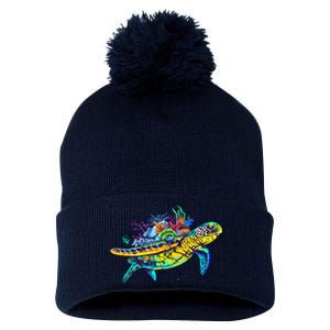 Save The Sea Turtles Funny Environmental Turtle Lover Outfit Pom Pom 12in Knit Beanie