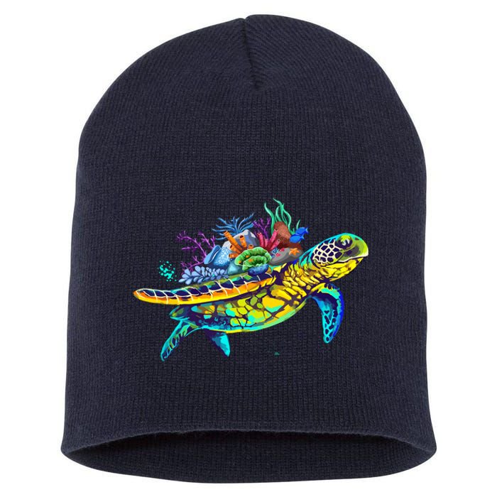 Save The Sea Turtles Funny Environmental Turtle Lover Outfit Short Acrylic Beanie