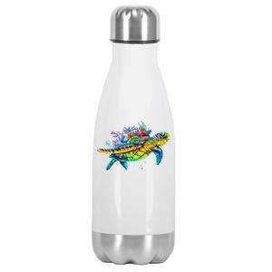 Save The Sea Turtles Funny Environmental Turtle Lover Outfit Stainless Steel Insulated Water Bottle