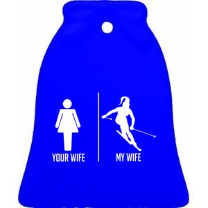 Ski Trip Skiing Wife Husband Marriage Gift Ceramic Bell Ornament