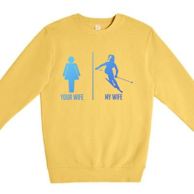 Ski Trip Skiing Wife Husband Marriage Cute Gift Premium Crewneck Sweatshirt