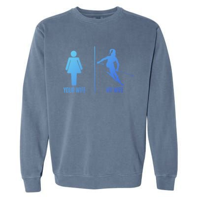 Ski Trip Skiing Wife Husband Marriage Cute Gift Garment-Dyed Sweatshirt