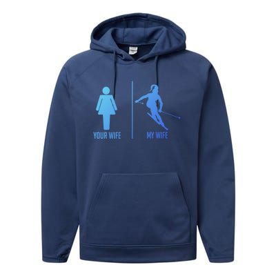 Ski Trip Skiing Wife Husband Marriage Cute Gift Performance Fleece Hoodie