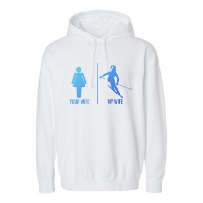 Ski Trip Skiing Wife Husband Marriage Cute Gift Garment-Dyed Fleece Hoodie