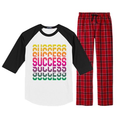 Success Typography Raglan Sleeve Pajama Set