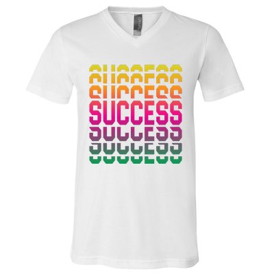 Success Typography V-Neck T-Shirt