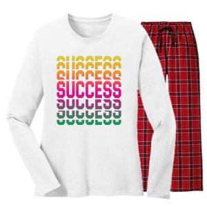 Success Typography Women's Long Sleeve Flannel Pajama Set 